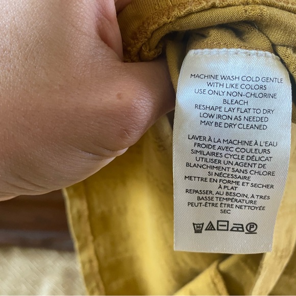 Anthropologie Pilcro Pointelle Scoop Neck Tee mustard color - Picture 9 of 13